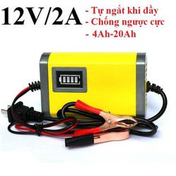 [HCM] Bộ sạc bình acquy 12v 2A thông minh tự động ngắt khi đầy sạc bình ắc quy 12v Máy Sạc Bình Ắc Quy Tự Động Cho Xe Máy (12V 2A) Sạc Bình Nhanh Cho Xe Máy Xe Ô Tô xe đạp điện và các loại bình điện khác