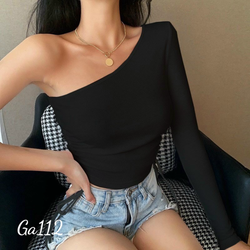 Áo kiểu lệch vai rút dây cực đẹp thun borip Ga112