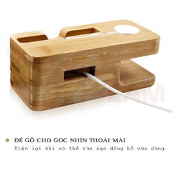 Đế giữ hỗ trợ sạc pin điện thoại bằng gỗ tre chất lượng cao