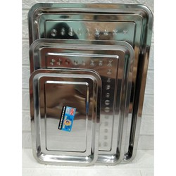 Khay inox nông chữ nhật 3 size