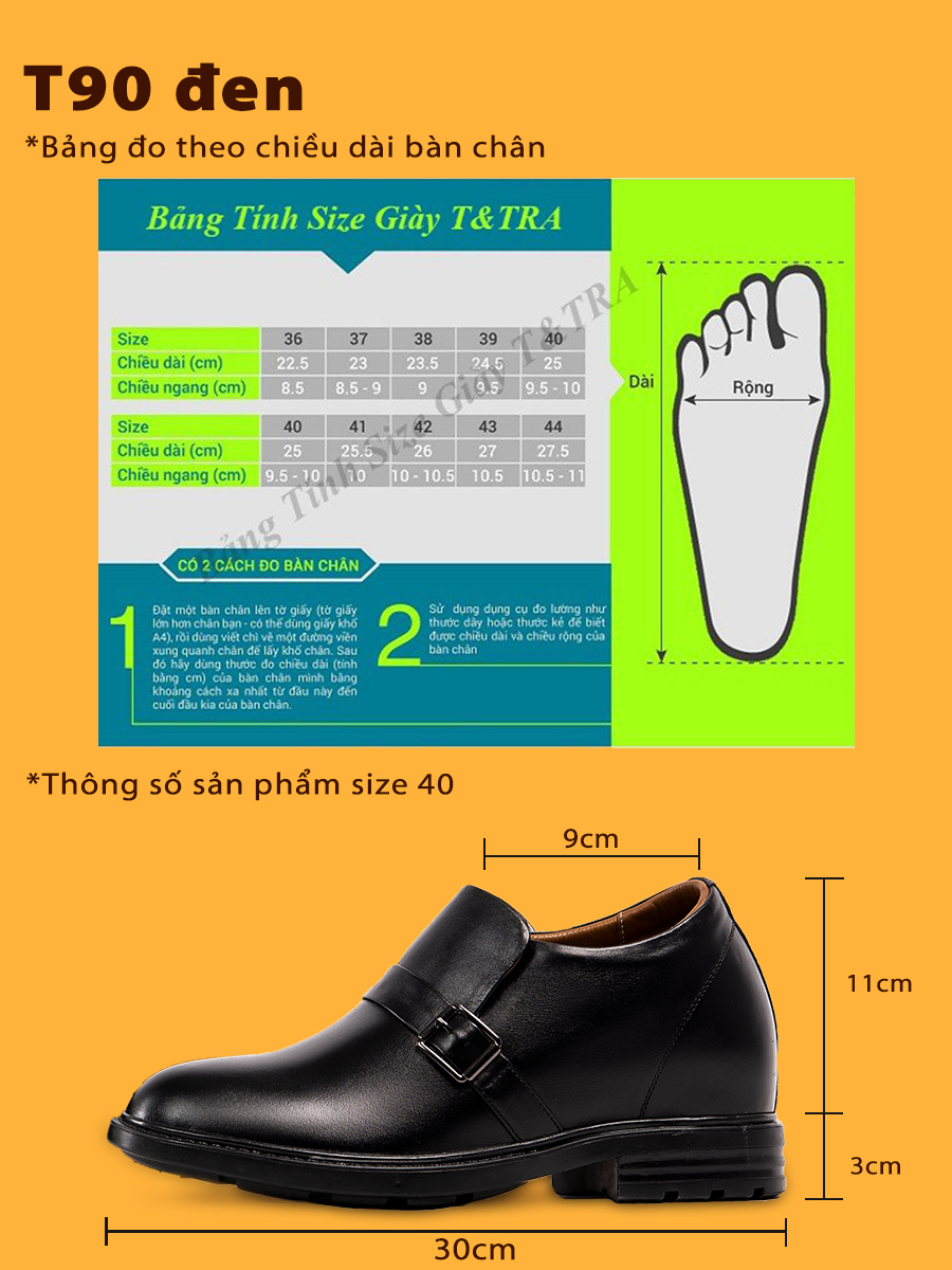 [ 10CM ] Giày Độn Nam T90Đ