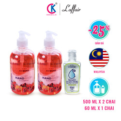 [Tặng kèm Gel Rửa Tay] Combo 2 Chai Nước Rửa Tay L’affair Hương Dâu diệt khuẩn, không làm khô da tay nhập khẩu Malaysia