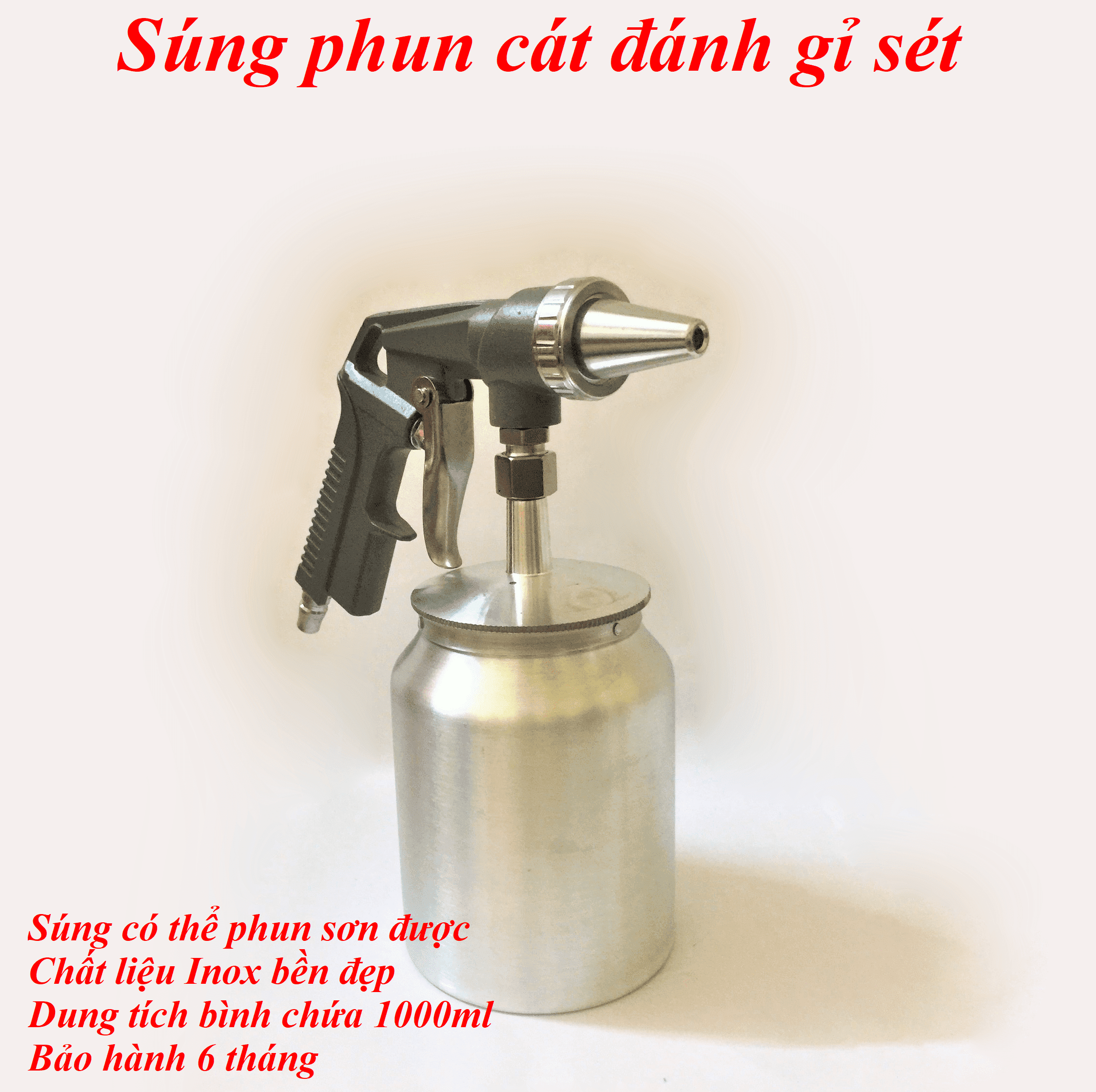 Hình ảnh Máy phun cát đánh gỉ sét ( Sung phun cat ) - Phun được sơn, siêu bền - Lực phun mạnh - Bảo hành 6 tháng