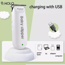 Tông Đơ Cắt Tóc Pin Sạc Dành Cho Trẻ Nhỏ Kemei Model KM1319 Công Suất 3W Có Kèm Cử Lược Canh Độ Dài Tóc