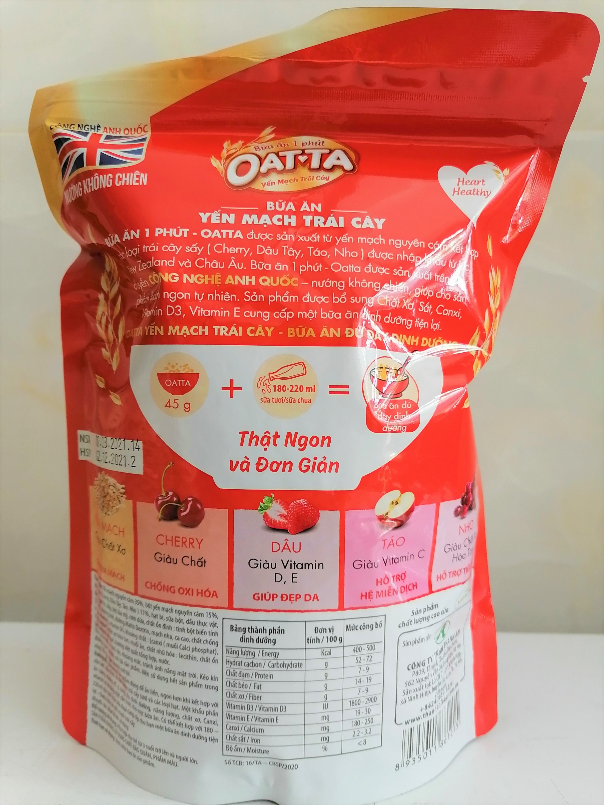 Hình ảnh [Túi 300g – ĐỎ] NGŨ CỐC YẾN MẠCH TRÁI CÂY [VN] OATTA Oats & Fruits Cereals