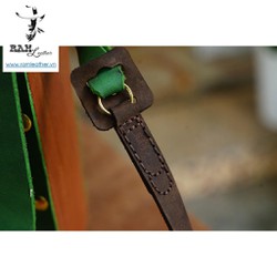 Túi Ram Da Bò Thật Rất Đẹp Xanh Lục Mix Da Bò Thật Rất Đẹp Nâu - Phong Cách Truyền Thống