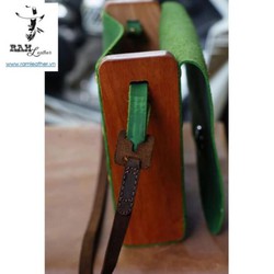 Túi Ram Da Bò Thật Rất Đẹp Xanh Lục Mix Da Bò Thật Rất Đẹp Nâu   Truyền Thống Văn Hóa-Chính Hãng Ram Leather