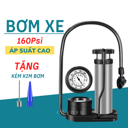 Bơm xe đạp xe máy ô tô áp suất cao 160 PSI có đồng hồ gọn gàng độ bền cao TẶNG 2 KIM BƠM Bơm xe đạp xe máy ô tô áp suất cao 160 PSI có đồng hồ gọn gàng độ bền cao TẶNG 2 KIM BƠM