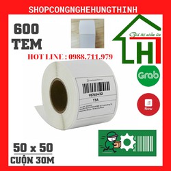 Cuộn 600 tem nhiệt 50x50mm dài 30m dùng in tem vận tải Giao hàng tiết kiệm chi phí GHTK và một số loại nhãn mác khác siz