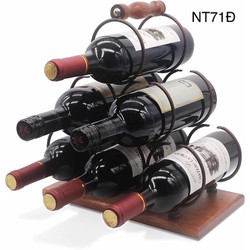 Kệ Để Chai Rượu Vang LynhDecor Đế Gỗ Loại 6 Chai NT071