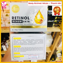 Body Retinol Nicos 200gr - Body Thanh Nhi Retinol Renew Skin Kích trắng mạnh - Hàng chính hãng
