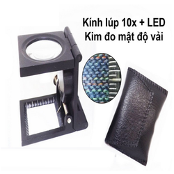 Kính lúp 10x soi mật độ sợi vải có đèn LED và kim đo mật độ vải Sale khủng