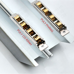 01 Bánh xe 4 cho cửa lùa, trượt làm bằng inox không gỉ rộng 14mm, lắp cho cửa nhựa, nhôm, thép