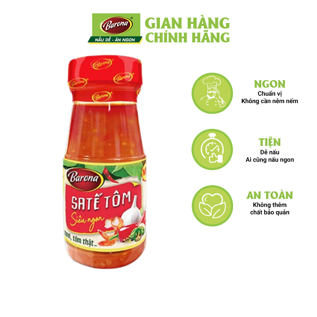 Hình ảnh Sa tế Tôm Siêu Ngon Barona 110g ướp ngon chuẩn vị không cần nêm nếm