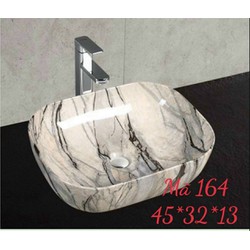Chậu rửa mặt trắng sữa vân đen-lavabo dương bàn