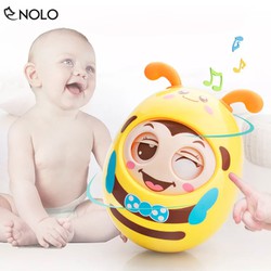 Đồ Chơi Lật Đật Có Âm Thanh Lục Lạc Kiểu Dáng Chú Ong Chất Liệu Nhựa ABS Phù Hợp Cho Trẻ Em Trên 6 Tháng