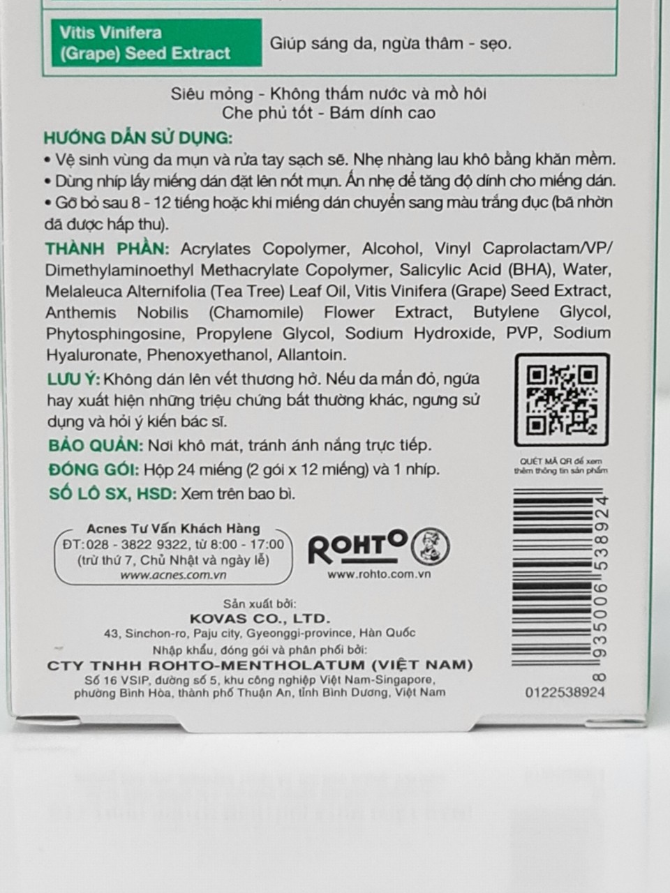 Hộp 24 Miếng Dán Mụn Acnes Clear Patch (Mã SP: ANS)