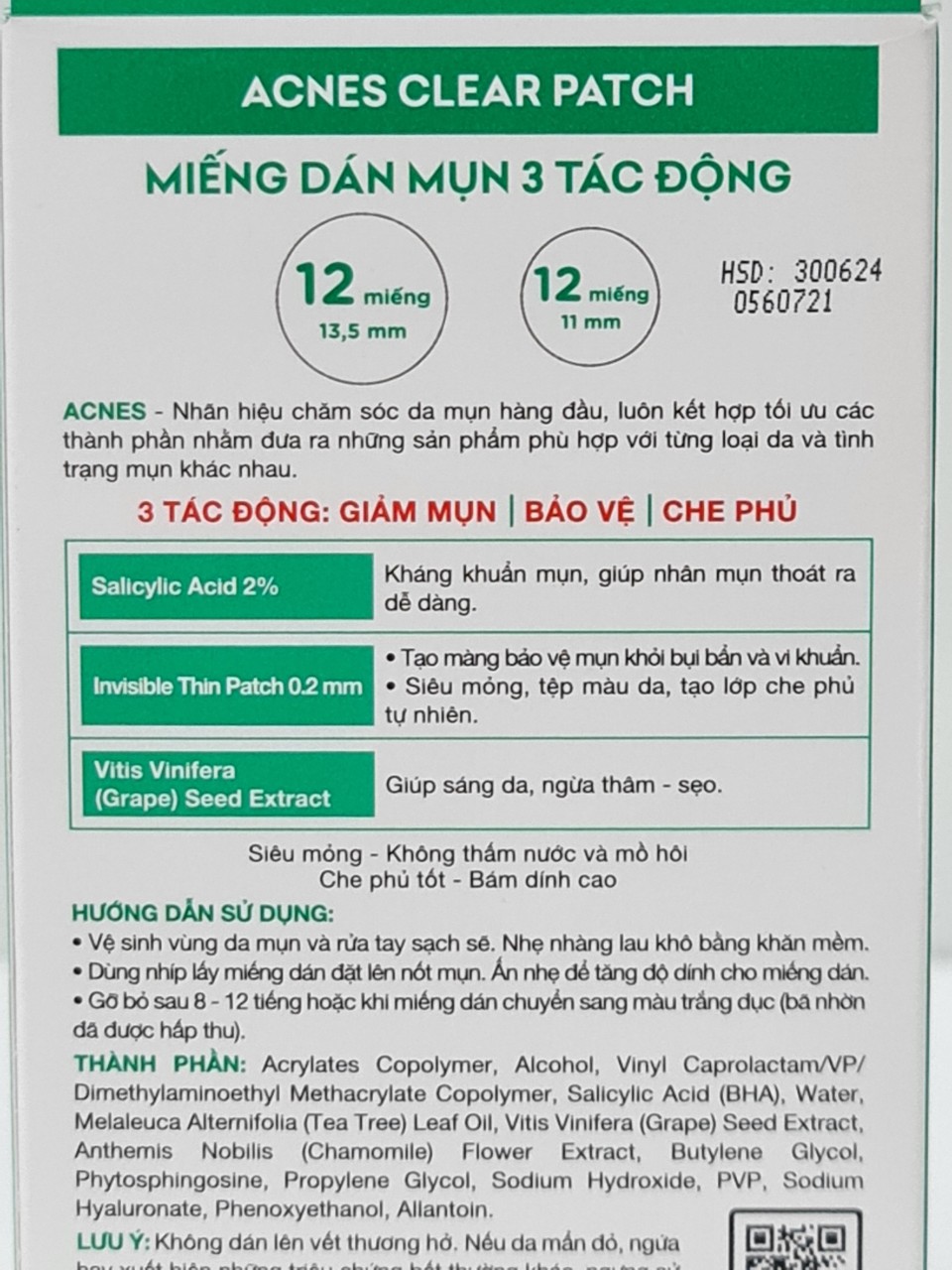 Hộp 24 Miếng Dán Mụn Acnes Clear Patch (Mã SP: ANS)