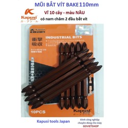 Mũi bắt vít bake 2 đầu bắt vít dài 110mm, hiệu Kapusi, Vỉ 10 cây có nam châm