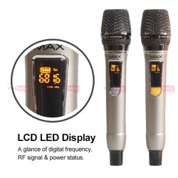 Micro không dây đa năng Max 32 - Màn hình LCD hiển thị tần số - phù hợp cho mọi thiết bị - Vinakara Audio
