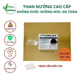 [1kg] Than Nướng BBQ Cao Cấp, Không Khói, Không Mùi, An Toàn, Tặng Mồi Khô Mồi Than