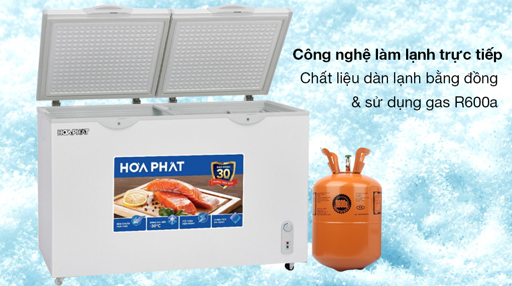 Tủ đông Hòa Phát 205 Lít HPF BD6205 - Công nghệ làm lạnh trực tiếp, dàn lạnh bằng đồng và sử dụng gas r600a