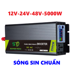 Bộ chuyển đổi điện Sin Chuẩn 5000W-Bộ Đổi Nguồn 12V/24V/48V sang 220V Sin Chuẩn 5000w-SOYER TECH Màng Hình LCD-ST5000W LCD