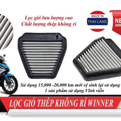 Lọc gió thép độ cho Winner Sonic xài vĩnh viễn, vệ sinh được.
