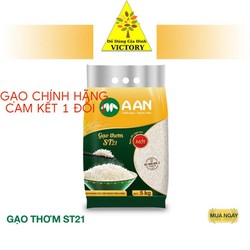 Gạo Thơm ST21 A AN Túi 5Kg - Đặc sản Sóc Trăng - Thơm hoa lài nhẹ cơm ngọt rất dẻo để nguội vẫn mềm