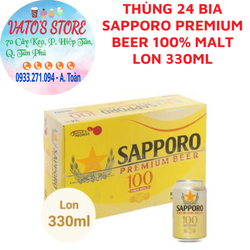 Thùng 24 Bia Sapporo Premium Beer 100% Malt lon 330ml / Lốc 6 lon beer SapporoPremium Malt 330ml