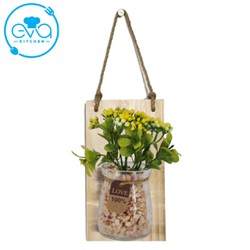 Lọ Thủy Tinh Trồng Cây Thủy Canh Hoặc Cắm Hoa Khô Kèm Bảng Gỗ Xinh Xắn Trang Trí Decor Nhà Cửa