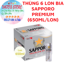 Thùng 6 lon bia Sapporo Premium (650ml/lon) / Combo 3 lon beer SapporoPremium 650ml