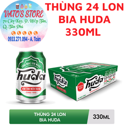 Thùng 24 lon bia Huda 330ml / Lốc 6 lon beer Huda xanh 330ml
