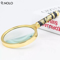 Kính Lúp Cầm Tay Phóng Đại Họa Tiết Hình Rồng Magnifier Zoom 8x Đường Kính 90mm Độ Rõ Nét Cao Dùng Đọc Sách Làm Mỹ Nghệ Thủ Công