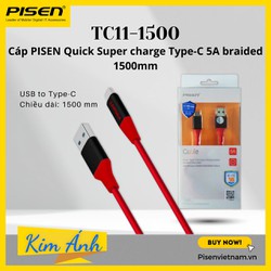 Dây sạc nhanh Pisen quick super charge Type-c 5A braided 1500mm ( TC11-1500), dây dù chống rối, hàng chính hãng