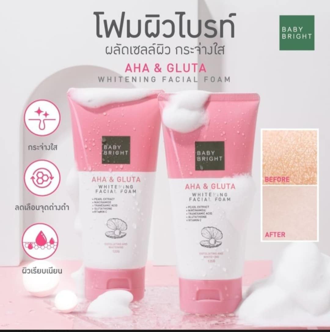 Hình ảnh SỮA RỬA MẶT TRẮNG DA BABY BRIGHT AHA & GLUTA WHITENING FACIAL FOAM 120G