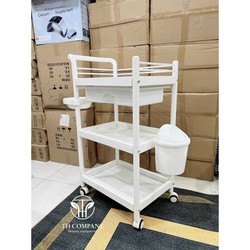 Xe Đẩy Y Tế ,Spa Dụng Cụ 3 Tầng Có Ngăn Kéo Đựng Đồ, Có Thùng Rác Mini, Có Tô Nhỏ Tiện Lợi