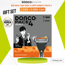 Bộ Dao Cạo Râu 4 Lưỡi Dorco Pace 4 có 1 Cán và 9 Đầu Cạo Làm Quà Tặng