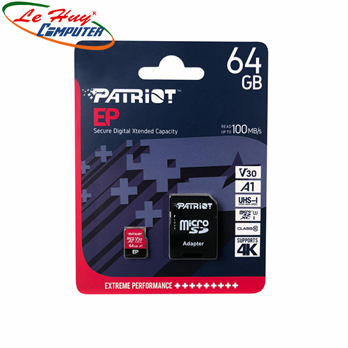 Hình ảnh Thẻ nhớ Micro SDXC Patriot V30 64GB Class 10 U3 PEF64GEP31MCX