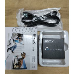 Bộ chia HDMI 1 ra 2 - HDMI Splitter 1x2 - chia cổng ra 2 màn hình TV, máy chiếu Tặng 1 dây HDMI dài 1,5m