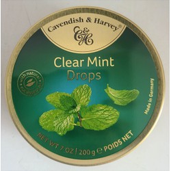 [Hộp 200g] KẸO CỨNG VỊ BẠC HÀ [Germany] CAVENDISH & HARVEY Clear Mint Drops Peppermint Candies