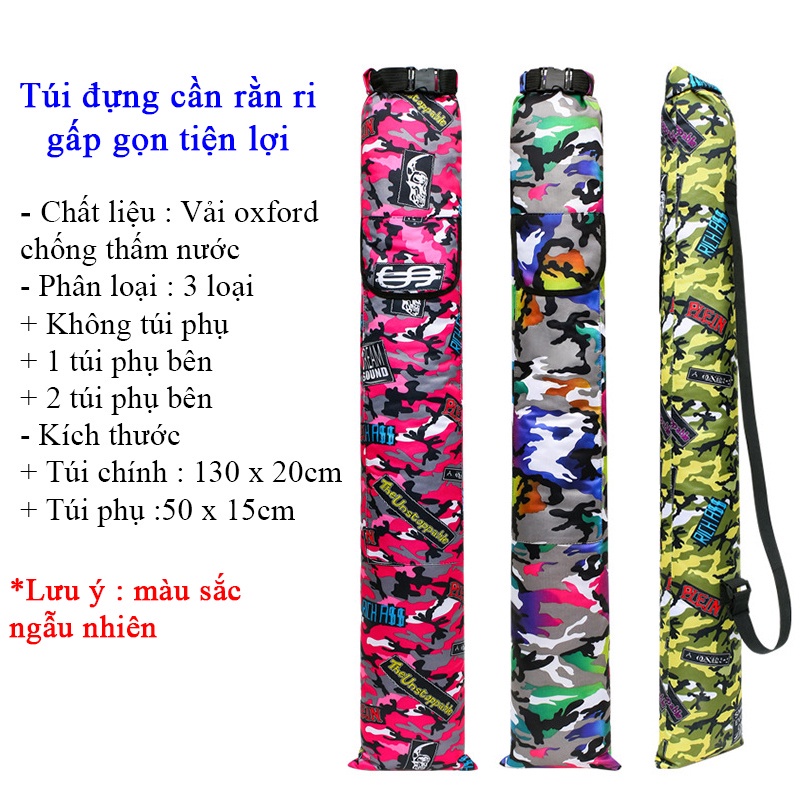 Túi đựng cần câu cá rằn ri có túi phụ gấp gọn bao đựng cần chống thấm nước giá rẻ chất lượng câu đơn đài lục lure
