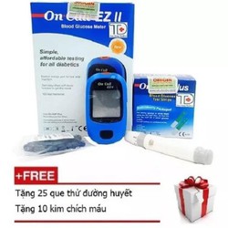 MÁY ĐO ĐƯỜNG HUYẾT ON CALL EZ II TẶNG NGAY 25 QUE THỬ ĐƯỜNG VÀ 10 KIM LẤY MÁU