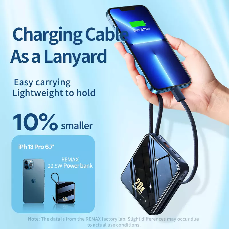 Pin dự phòng Remax RPP-51 20000mAh sạc nhanh PD QC 3.0 max 22.5W tích hợp cáp sạc Type C và Lightning - Giá khuyến mãi: 749,000đ - Mua ngay! - Tư
