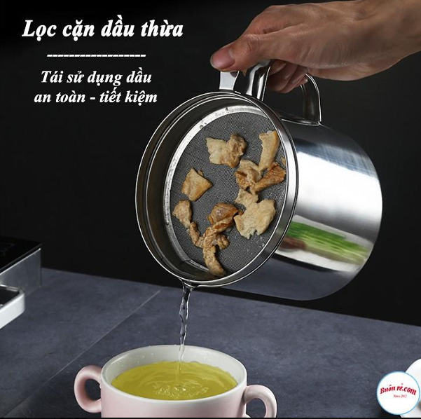 Hình ảnh Ca lọc cặn dầu mỡ thừa, chất liệu inox 304 cao cấp không gỉ