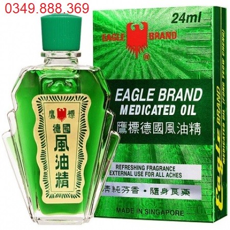 Hình ảnh Dầu Gió Xanh Singapore Eagle Brand Medicated Oil - Giảm Đau, Chóng Mặt, Nhức Đầu, Đau Mỏi Vai Gáy (Lọ 24ml)