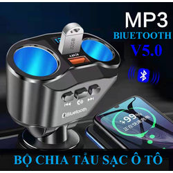 Tẩu sạc ô tô Bộ chia tẩu sạc ô tô kết nối bluetooth V5.0 rảnh tay sạc nhanh 4.8A màn hình kỹ thuật số