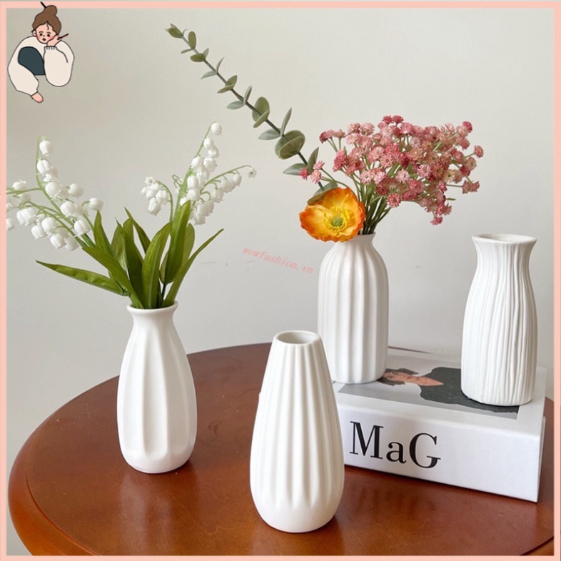 Hình ảnh Lọ hoa gốm phong cách đơn giản hiện đại dùng để bàn trang trí 13cm