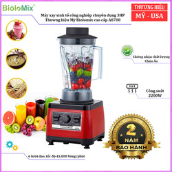 Máy xay sinh tố chuyên nghiệp, thương hiệu cao cấp Mỹ Biolomix A8700, 3HP, 2200W, 2Lít