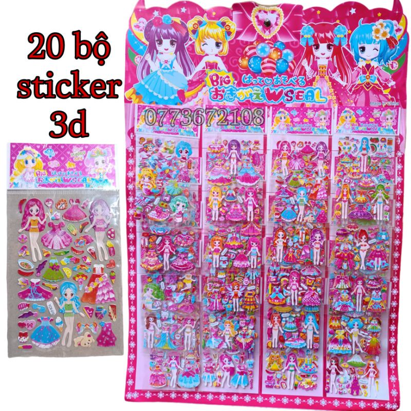 Hình ảnh 20 bộ sticker Nổi 3d hình dán công chúa thay đồ